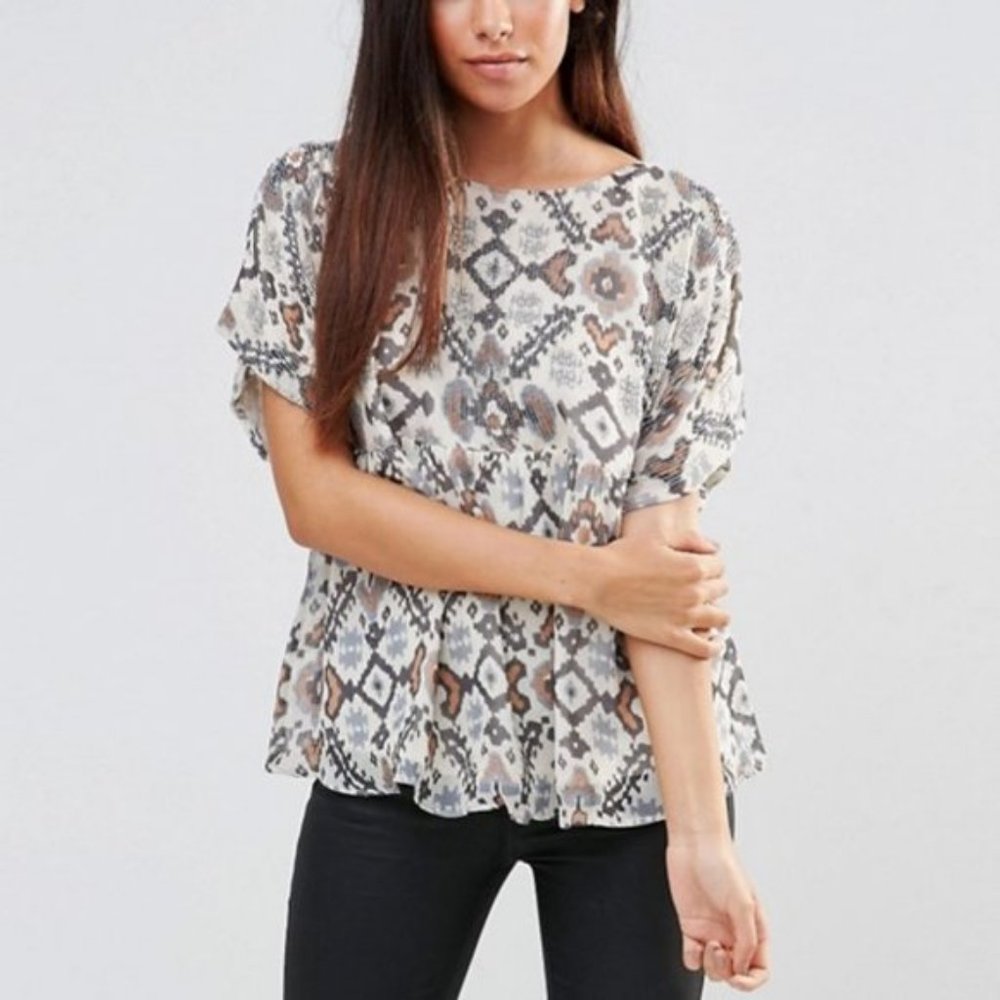 French Connection Yoko Beaded Ikat Tunic Peasant